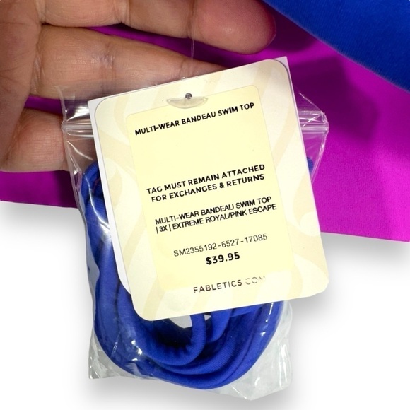 4 for $40 SALE! Fabletics Multi-Wear Bandeau Swim Top, Royal/Pink, Size 3X - Picture 5 of 12
